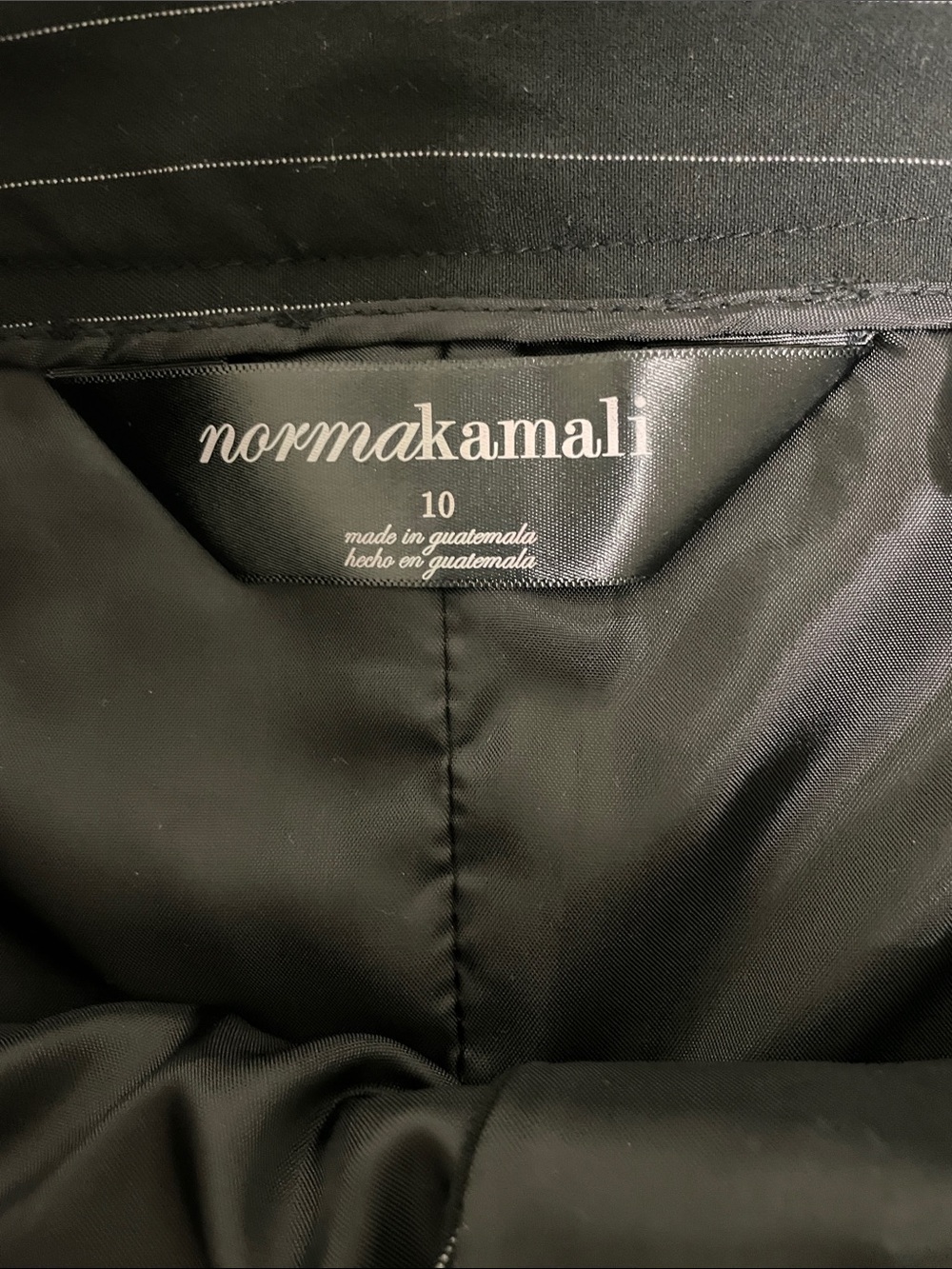Norma Kamali Black Pinstripe Pencil Skirt with White Stripes - Picture 5 of 9